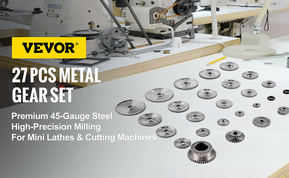 VEVOR 27PCS Metal Lathe Gears, Precise Mini Lathe