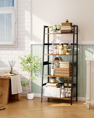 ladder shelf rustic brown and black