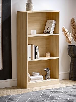 Vida Designs Cambridge 3 Tier Medium Bookcase, Oak Wooden Shelving Display Storage Unit Office Living Room Furniture 11 Cambridge bookcase
