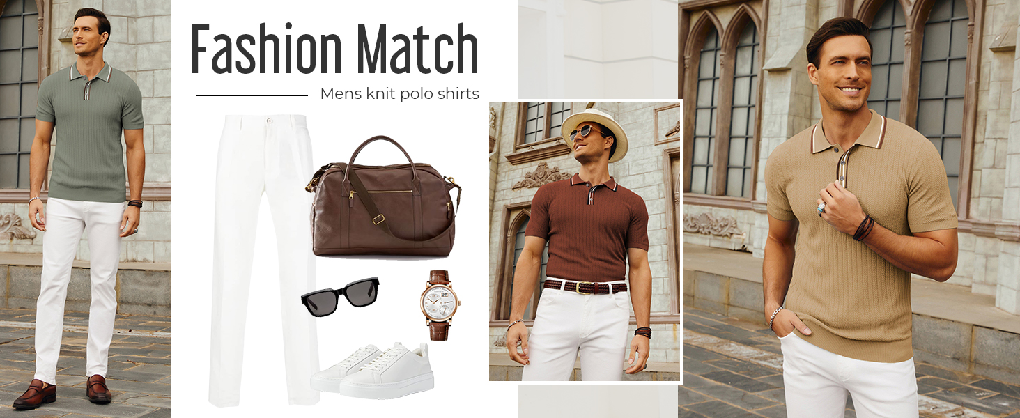 mens knit polo shirts short sleeve textured knitted polo shirts for office work