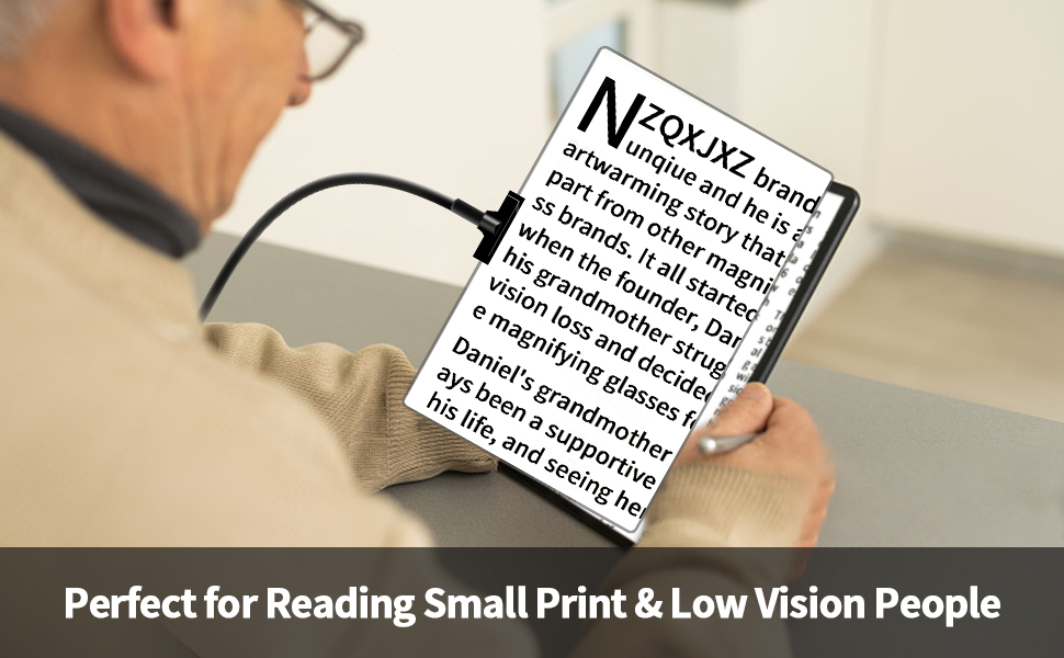 5X Magnifying Glass with Stand, 10"x6" Flexible Gooseneck Full Page