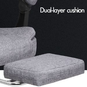 ELFORDSON Massage Office Chair With Footrest Executive Gaming Seat Breathable Fabric Upholstery, Grey 18 DP09