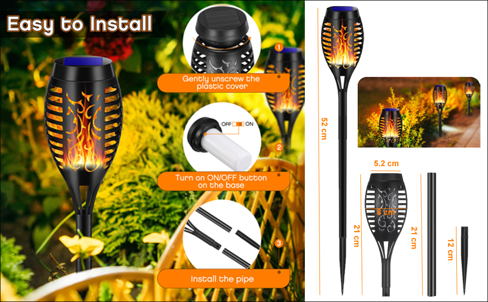 ZEYXINH Solar Lights Outdoor Garden, 6 Pack Solar Flickering Dancing