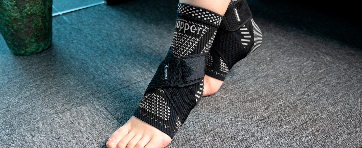 Ankle Brace for Sprained Ankle Compression Sleeve Copper Infused Ankle Support Brace for Women Men