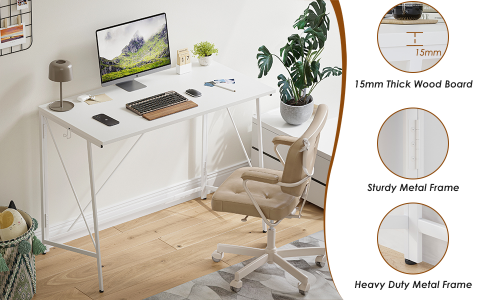 Farini Folding Desk Multifunctional Home Office Desk, No Assembly