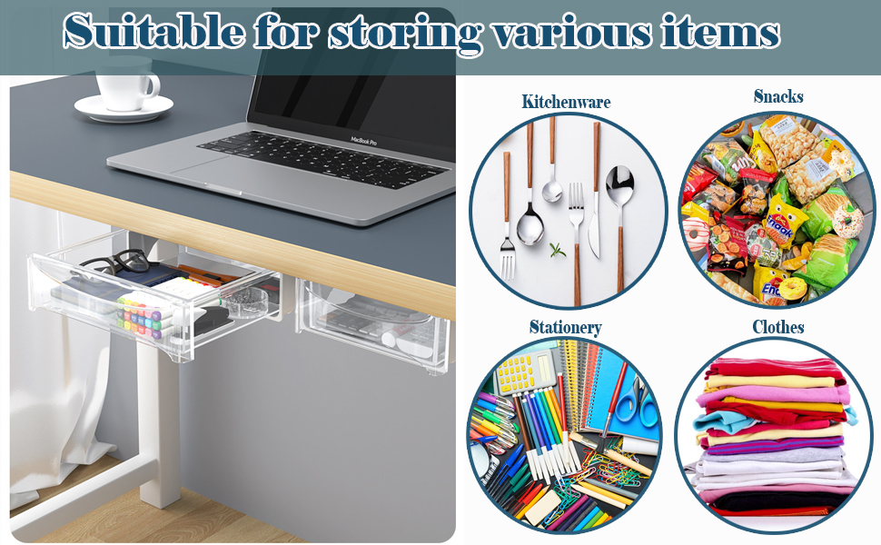 LMLMECREA Upgraded Under Desk Drawer Organizer with