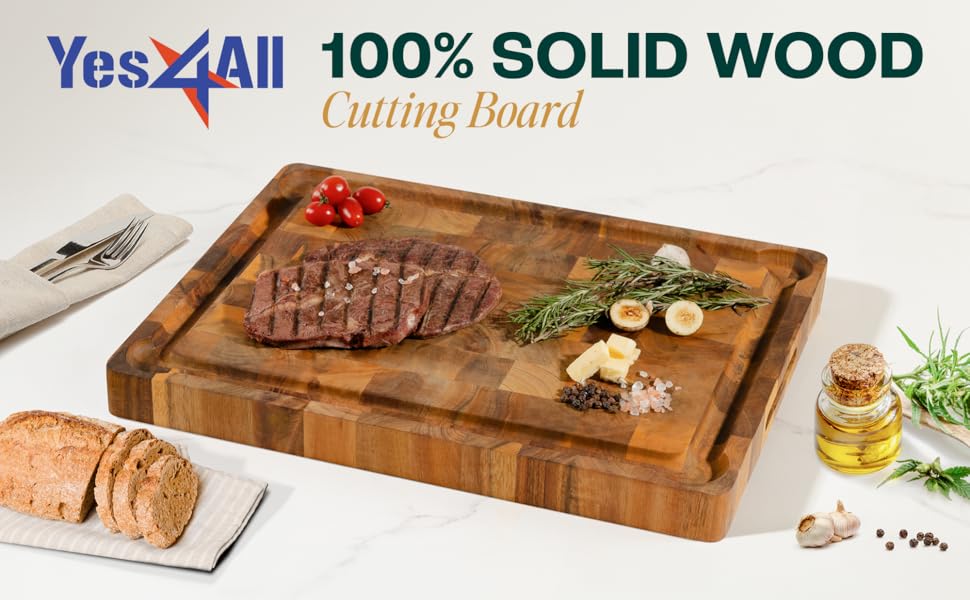 Yes4All Durable Acacia Cutting Boards for Kitchen, [24