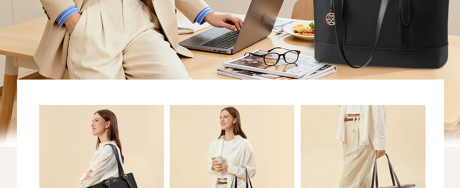 the computer bag can be switched three carrying modes such as shoulder bag, handbag, and tote bag