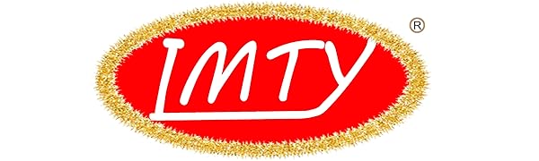 Oval logo with red background and white text 'IMTY', surrounded by gold border with glittery effect.