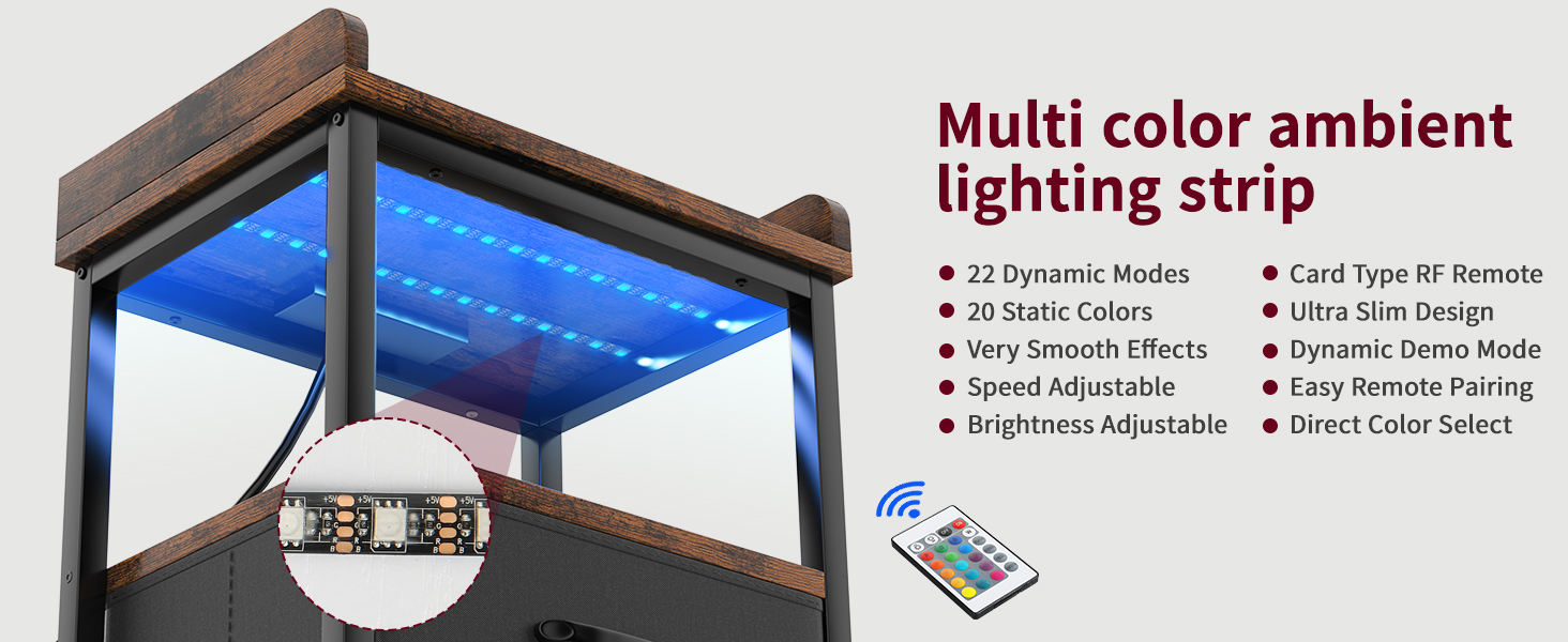 Night Stand, End Side Table with Storage Space and Door,Modern Nightstands for Living Room