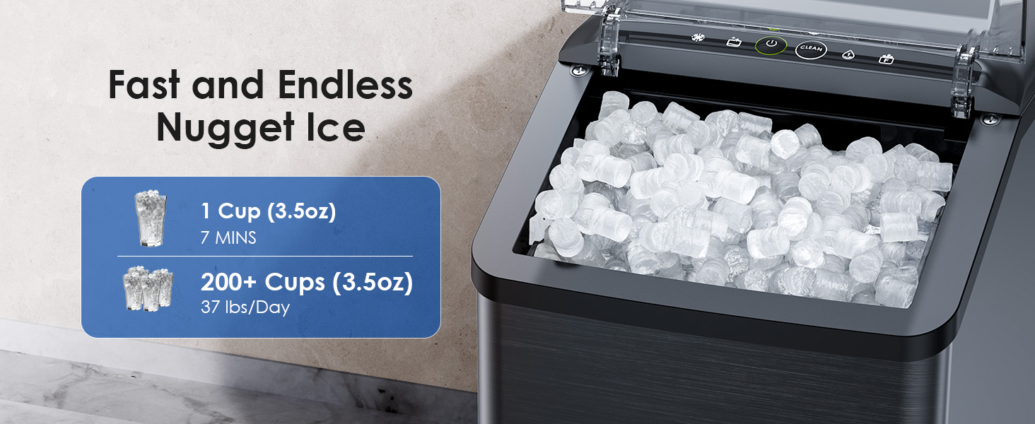 Oraimo Nugget Ice Maker, Ice Makers Countertop, 26 Lbs/Day
