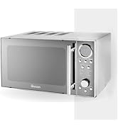 Swan SM3080LN with Glass Turntable, 10 Power Levels, Mirrored Door, 20L, 800W, Silver