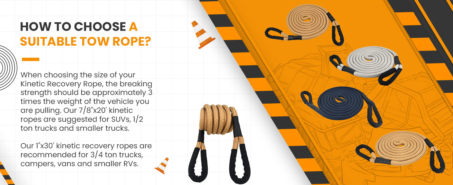 TetherTite Recovery Rope Tow Rope 1IN 30FT 29750lbs