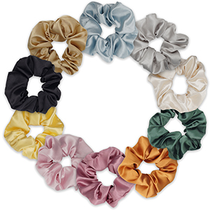 10 Pack Silky Scrunchies