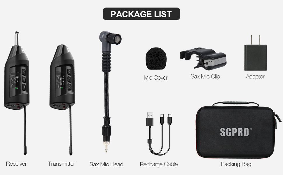 SGPRO Wireless Saxophone Microphone System, ClipOn