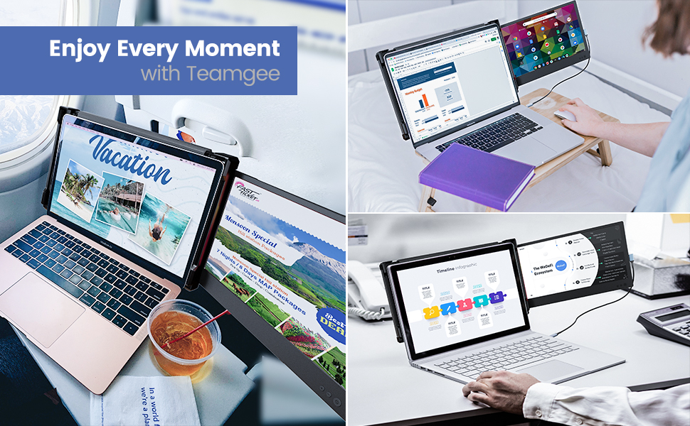 Teamgee Laptop Screen Extender, 12” Portable Monitor for Laptop FHD