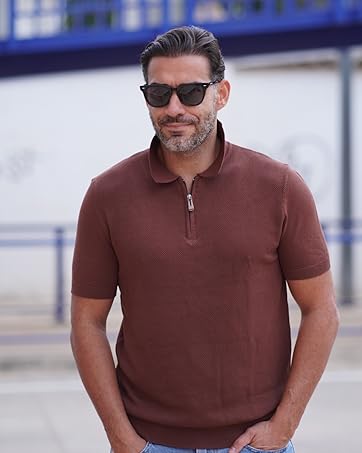 Polo Shirts for Men Texture Dress Polo Tee Shirt Casual Business Holiday Vacation formal work Shirt