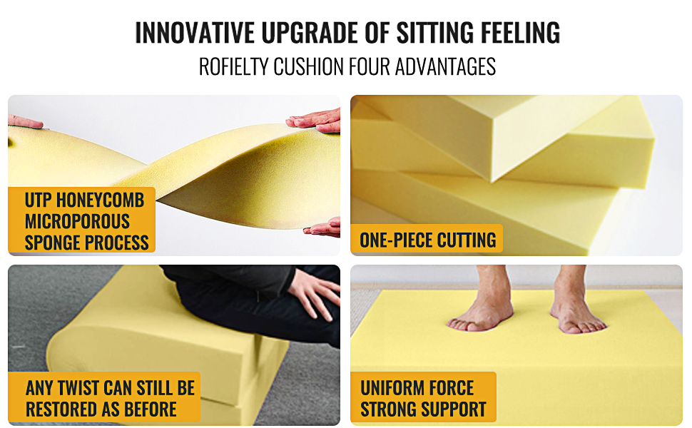 ROFIELTY Deep Seat Patio Cushions with Pipeline Outdoor Deep Seating Cushion Set