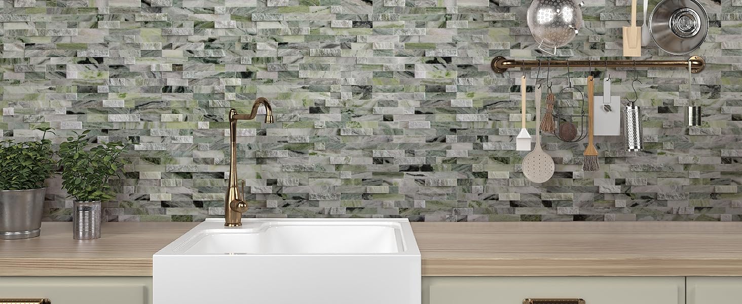 Peel and Stick Mosaic Natural 3D Stone Self Adhesive Tiles