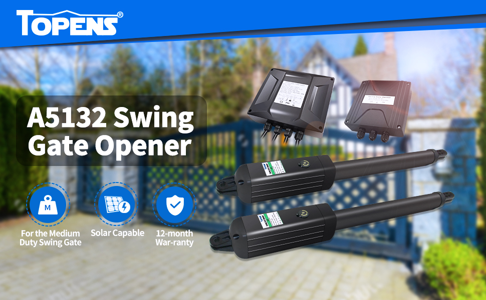 TOPENS A5132 Dual Swing Gate Opener Medium Duty Automatic Gate Motor