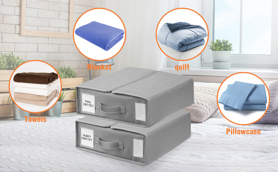 BIKTIC Foldable Bed Sheet Set Organizer,2Pack sheet set