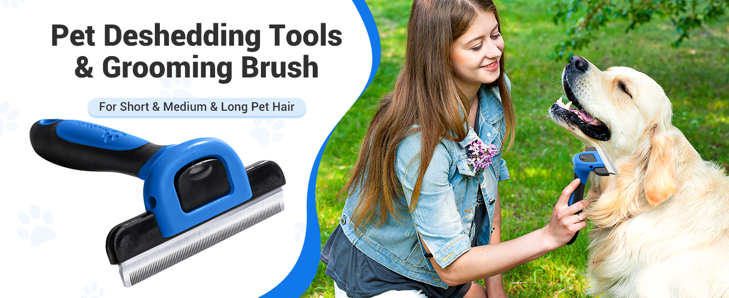 MIU COLOR Pet Grooming Brush, Deshedding Tool for Dogs