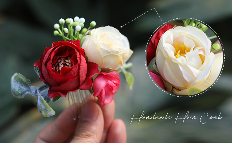 bridal hair comb wedding rose flower headpiece for bride bridesmaid dainty floral