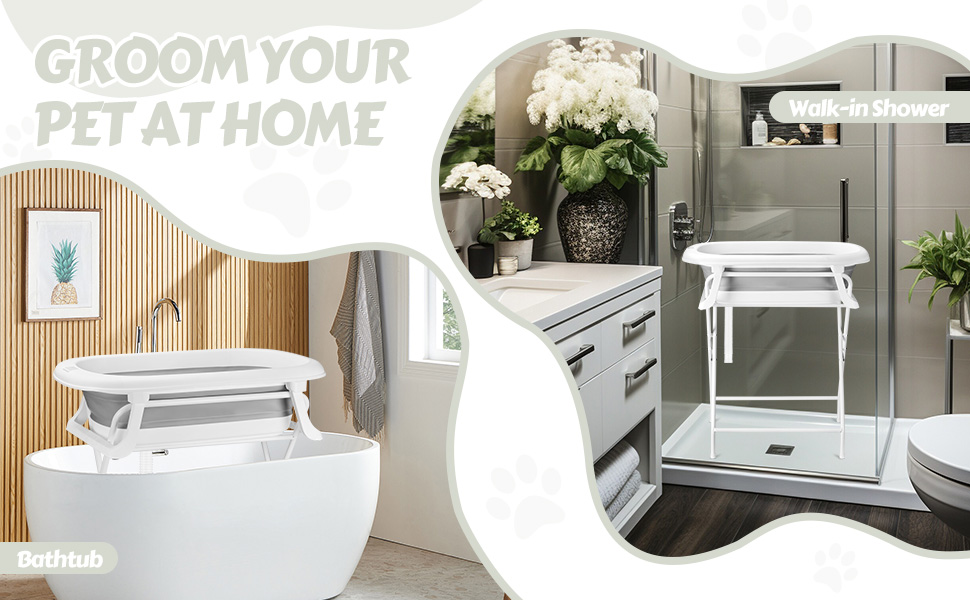 Portable Dog Bathtub, Elevated Pet Wash Station for Small