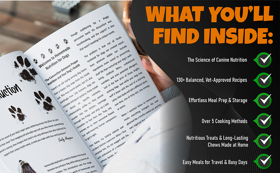 canine nutrition; balanced recipes; meal prep storage; 5 cooking methods; nutritious treats; chews