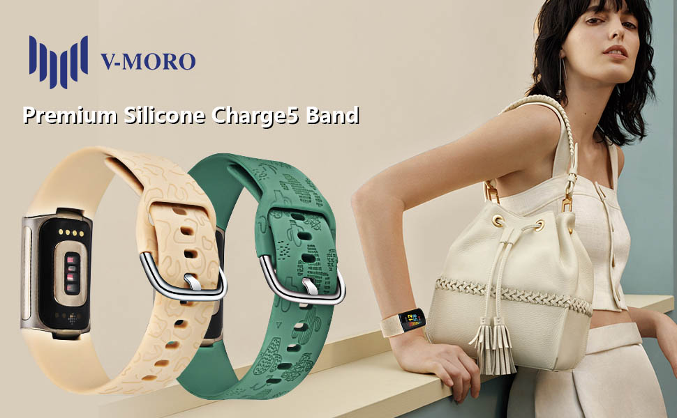 VMORO Fitbit Charge 6/Charge 5 Bands Cute Floral Engraving