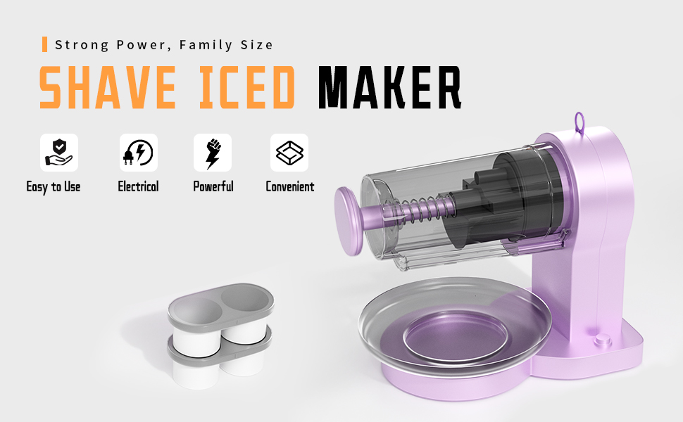 Shaved Ice Machine Snow Cone Machine, Electric Ice Shaver with Ice Tray