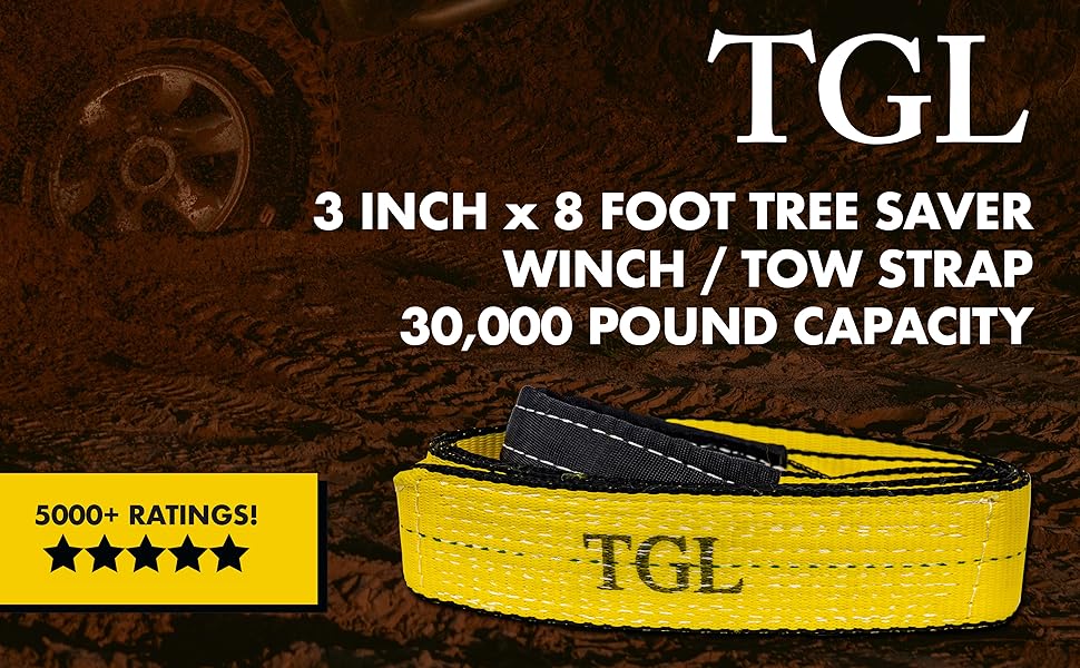TGL 3 inch, 8 Foot Tree Saver, Winch Strap, Tow Strap
