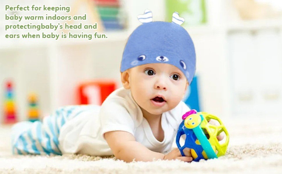 DOKMA 3 pieces Newborn Hats with Animal Ears Design for Babies and Infants