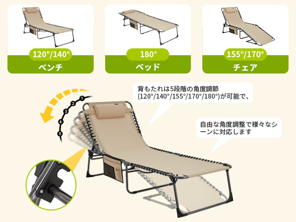 Amazon.co.jp: KingCamp サマーベッド 折りたたみベッド コット
