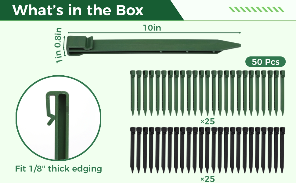 50 PCS Garden Landscape Edging Stakes, 10 Inch Landscap