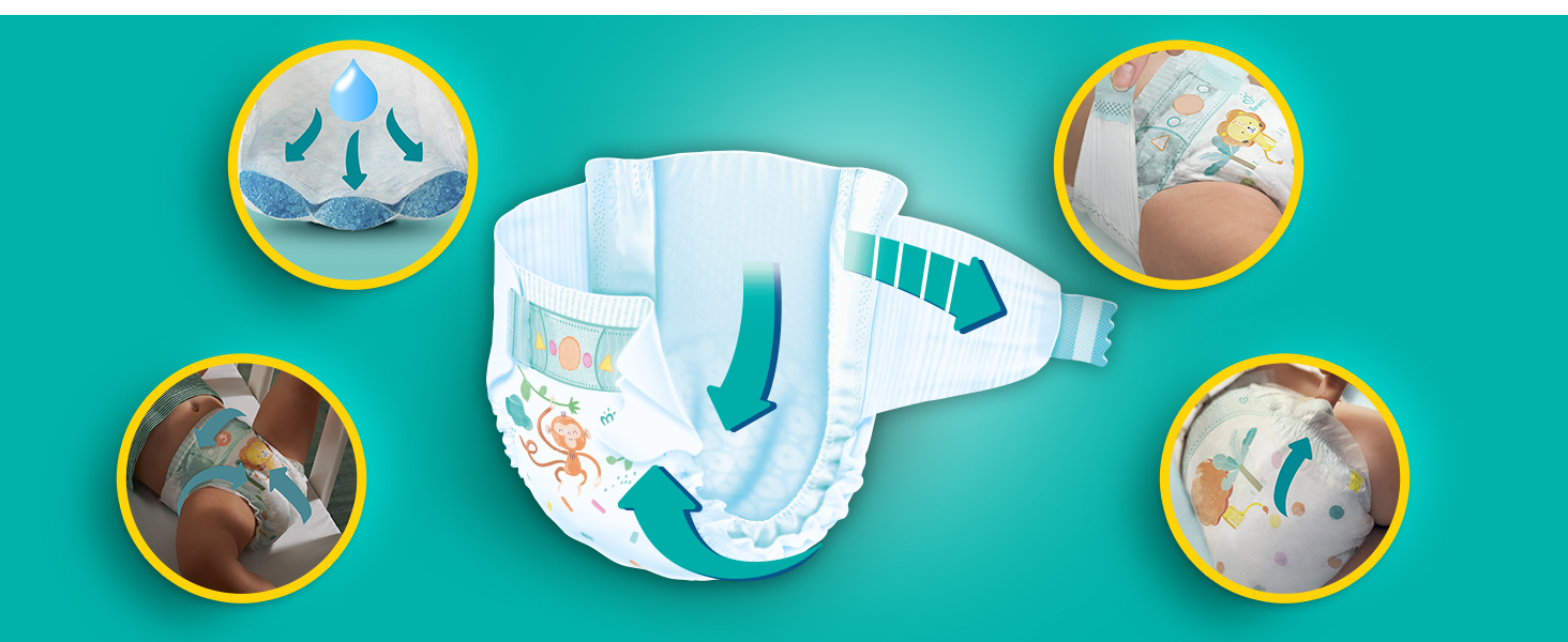 Pampers BabyDry Nappies Size 3 Crawler, 610kg, 198 count, Monthly