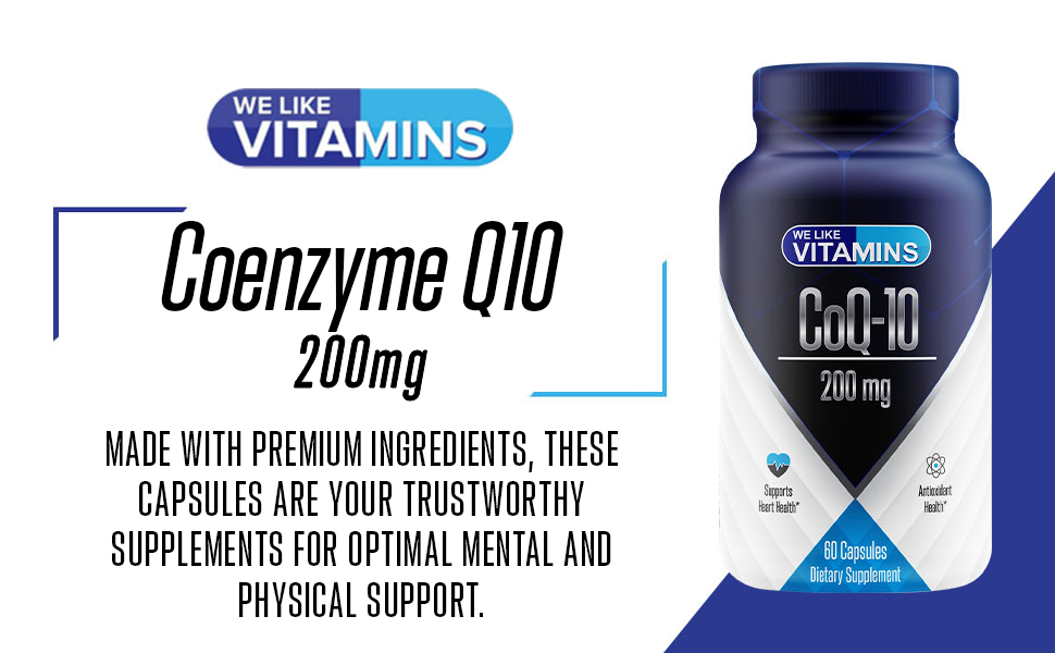 We Like Vitamins CoQ10 200mg 60 Vegetarian Capsules CoQ