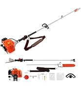 FiueStur 52cc Gas Pole Saw with 90.55in Lightweight Aluminum Pole | Long Reach Chainsaw for Tree ...
