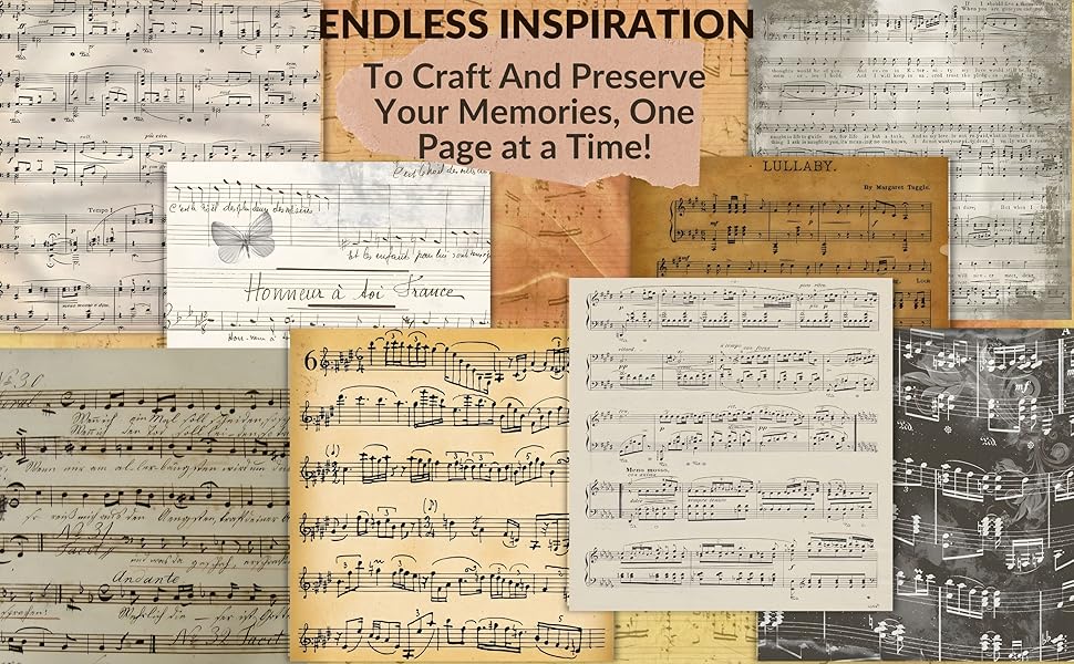 Vintage Sheet Music Scrapbook Paper: 20 Double-Sided Unique