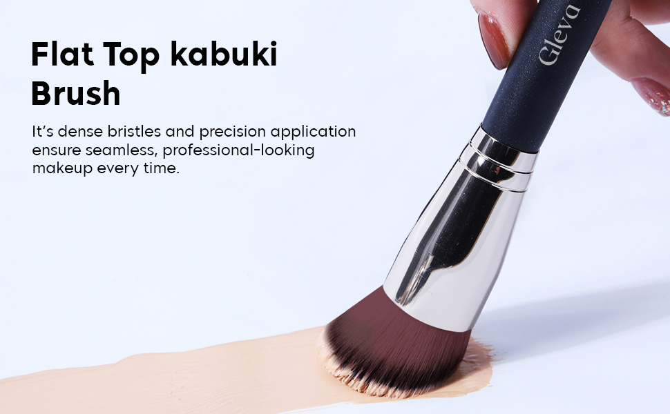 Gleva Flat Top Kabuki Foundation Makeup Brush for Liquid, Cream, and