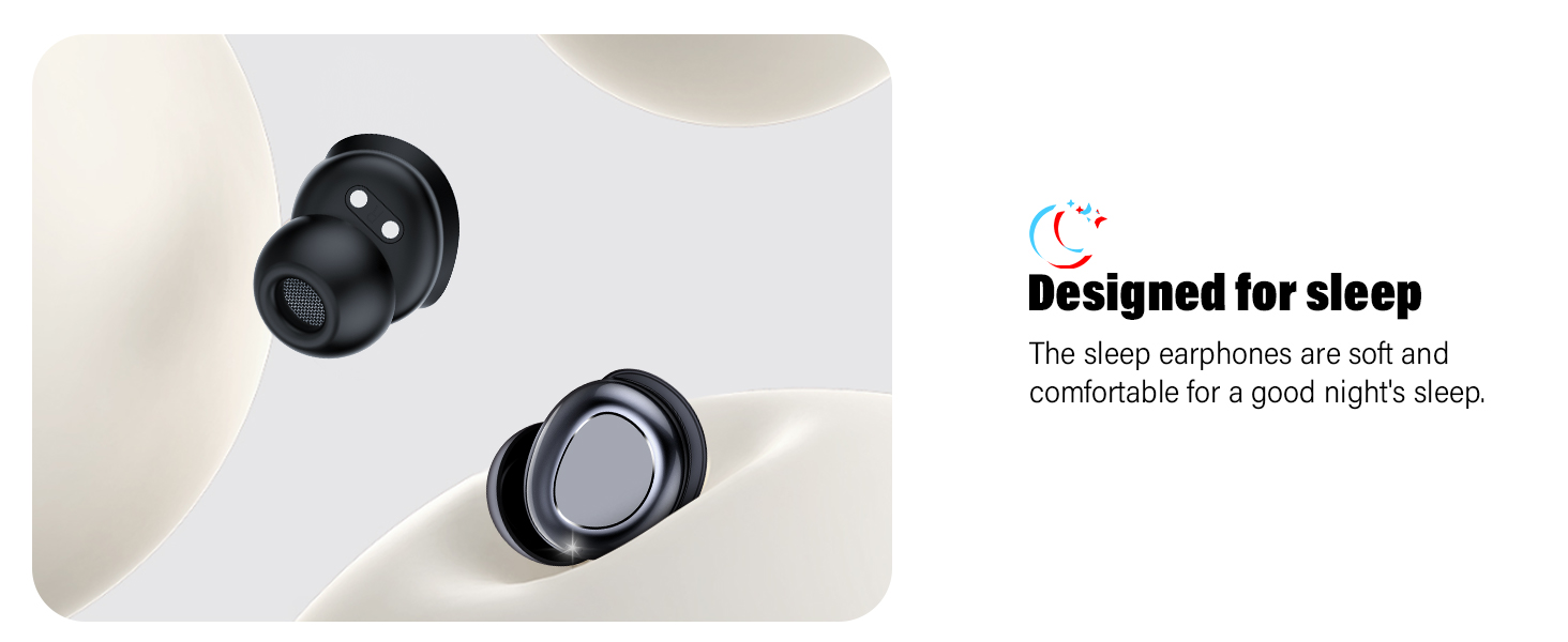 Text reads 'Designed for sleep' 'comfortable for a good night's sleep'. Product interface showcasing sleep-related settings and features.