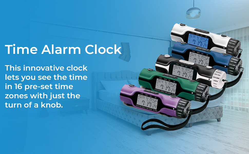 SAGEFINDS World Time Alarm Clock Calendar, Thermometer