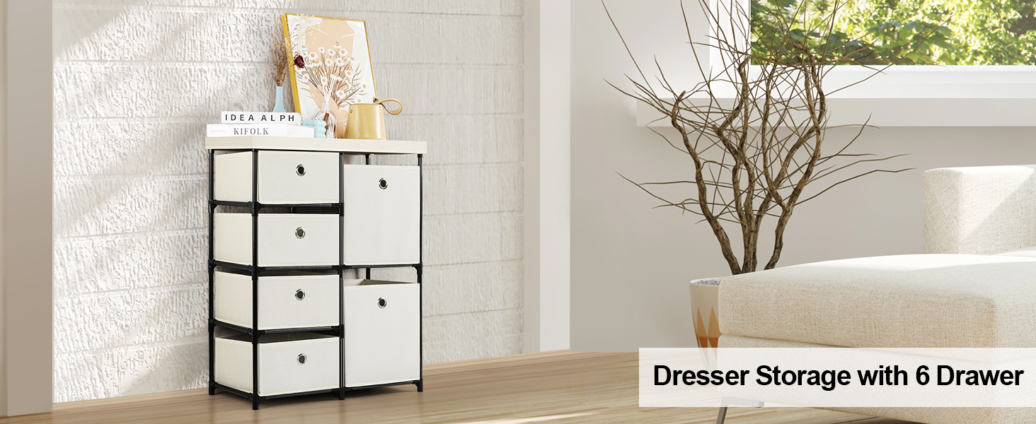 NANANARDOSO Cube Storage Organizer, 6 Drawers Dresser