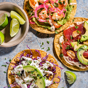 Photo of Shrimp Tostadas with Avocado and Lime Crema