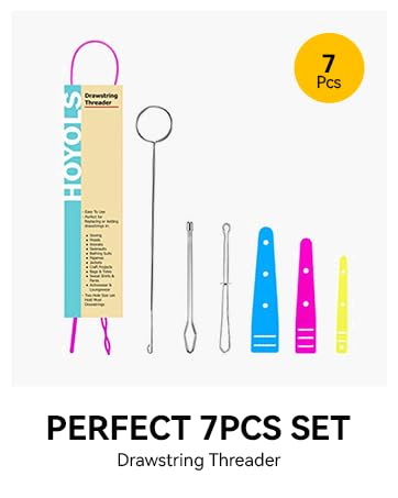 Drawstring Threader – 7Pcs Set, Bodkin Threader, Sewing Loop Turner, Elastic Threaders Tweezers