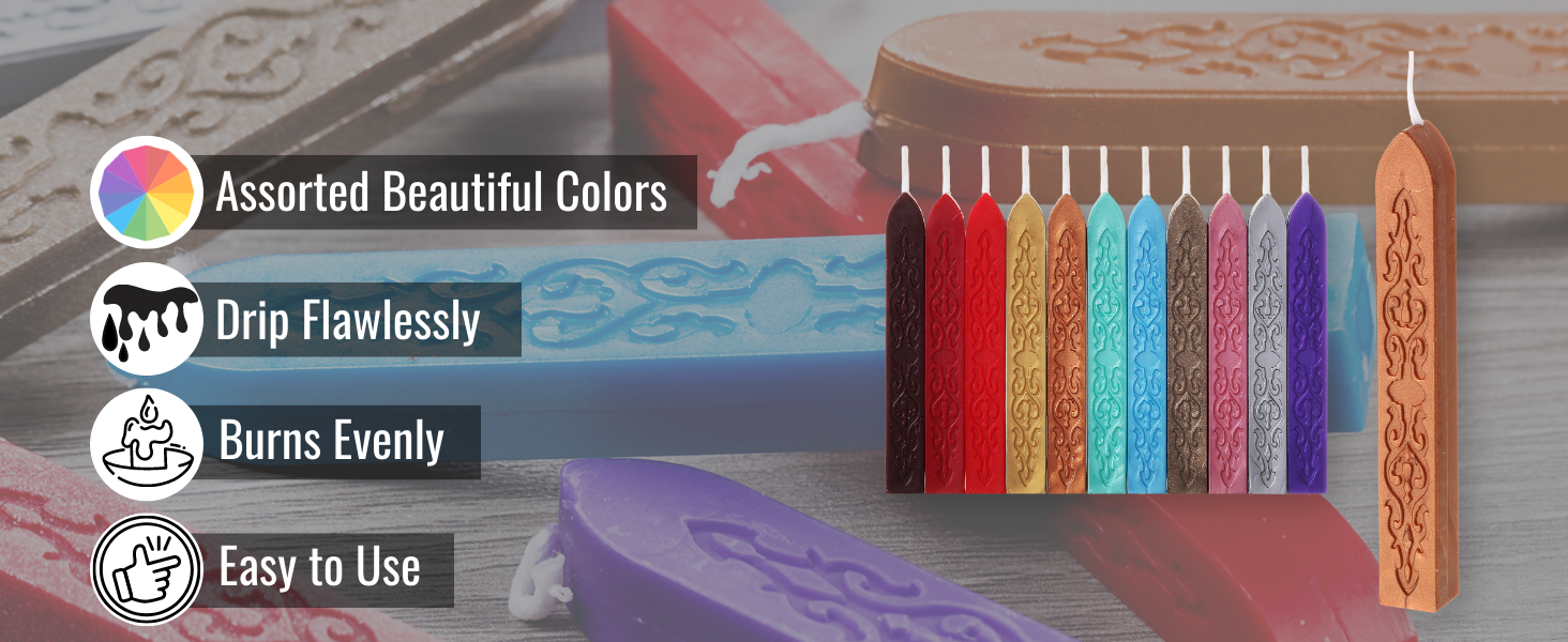 Mr. Pen Wax Seal Sticks, 12 Pack, Assorted Colors, Sealing
