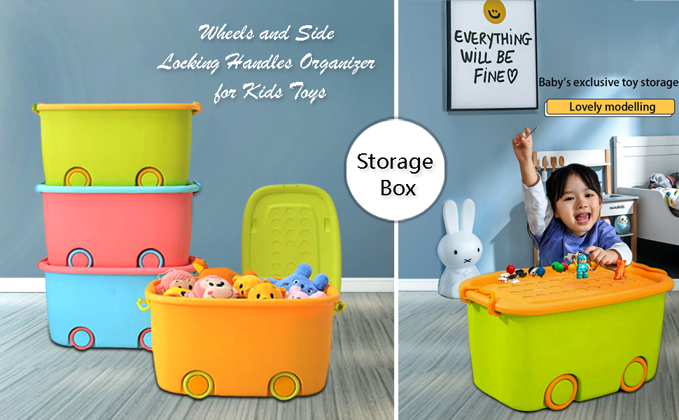 Seedware Kids' Toys Storage Organizer Bins Baskets with Wheels Can