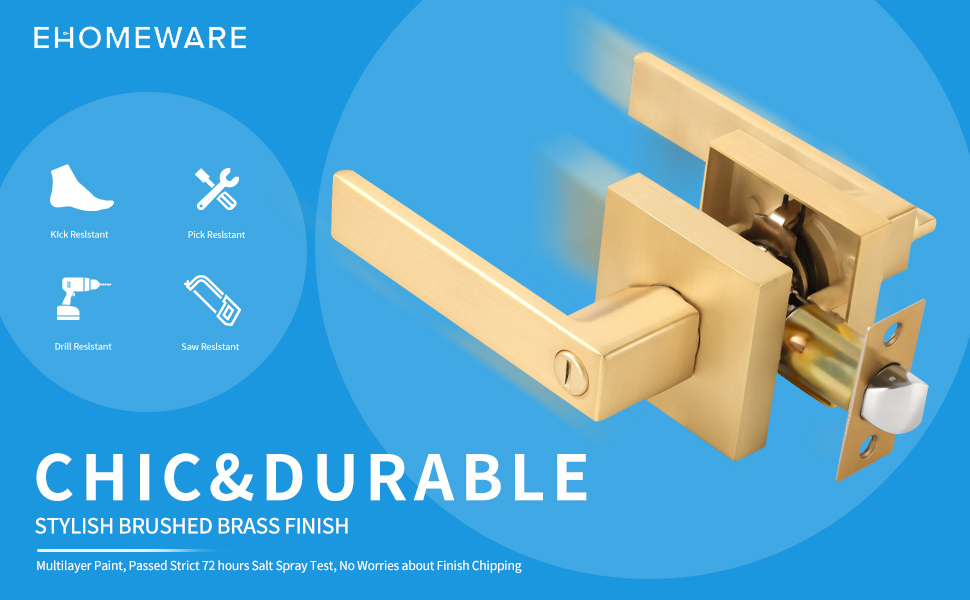 EHOMEWARE 5 Pack Hallway Closets Passage Door Levers, Modern Gold Door