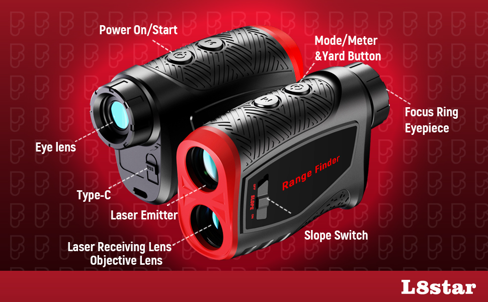 Range Finder Golf, L8star Golf Rangefinder with Slope Switch, Slope