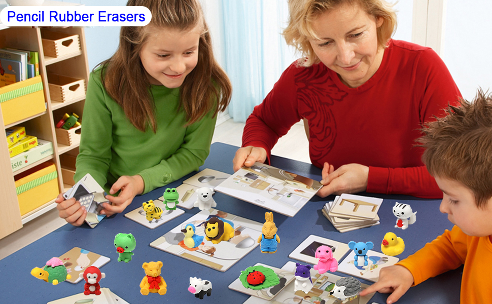 36 PCS Animal Erasers, Bulk Pencil Erasers Come Apart Puzzle Eraser